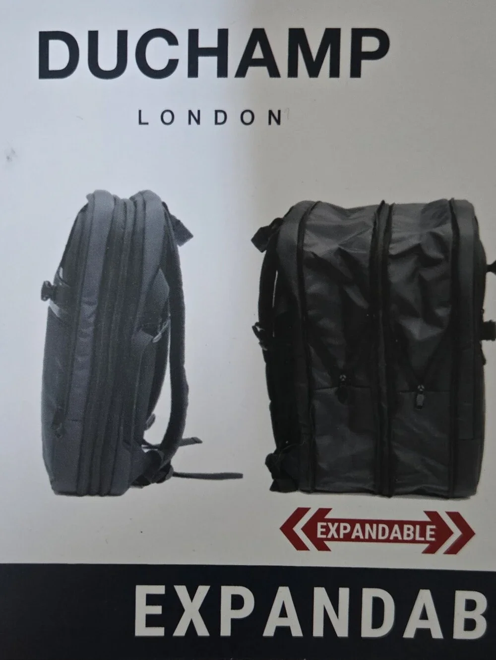 DUCHAMP London Expandable Travel Backpack Suitcase Carry On Laptop Travel Bag